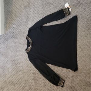 Alfani Petite Black Embellish Neckline  size P/S